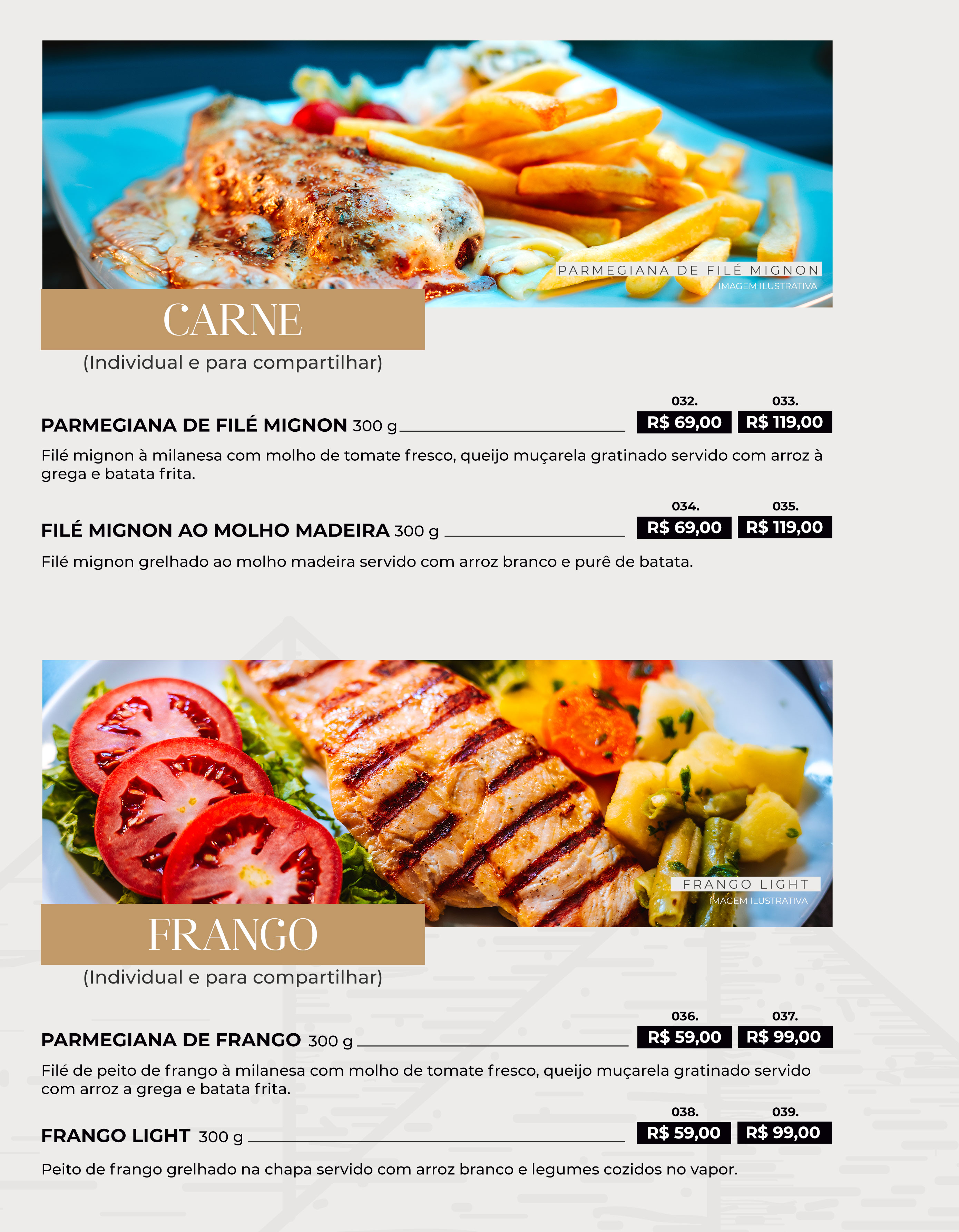 PRATOS COM CARNE E FRANGO