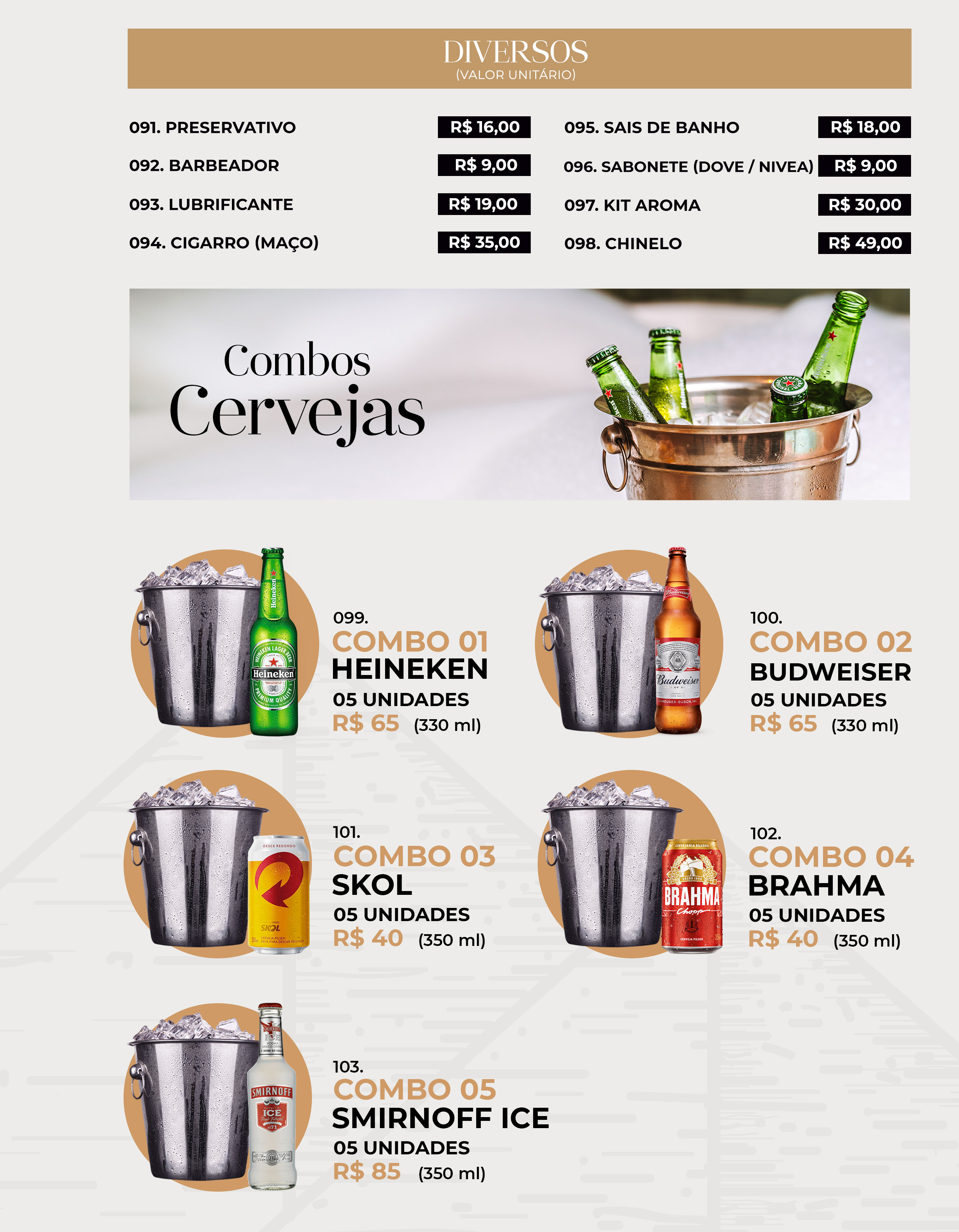 COMBOS CERVEJAS E DIVERSOS